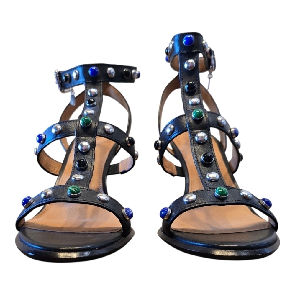 Coach Isabel Matte Black Strappy Studded High Heel Sandal 11 - Picture 4 of 12